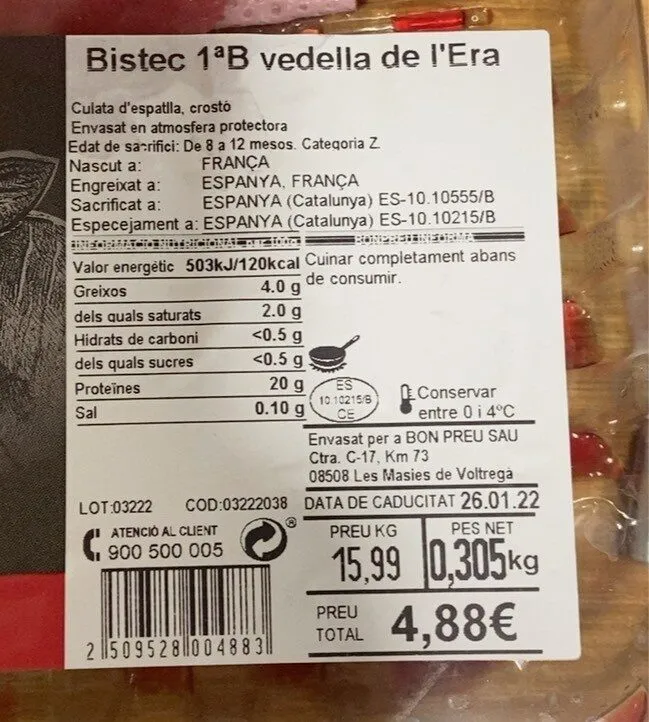 Bistec 1 B vesella de l era