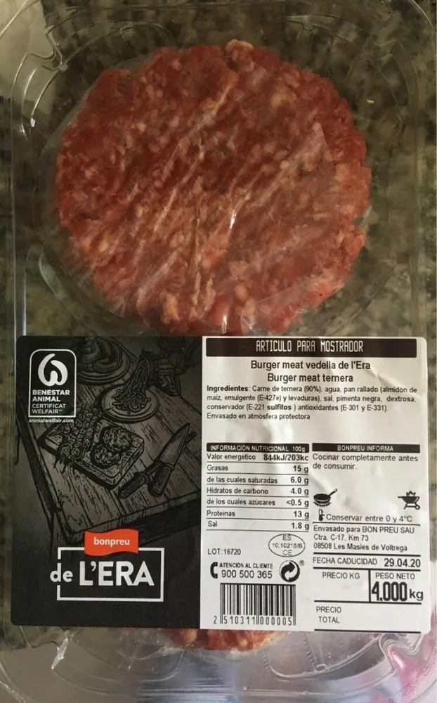 Burger meat ternera