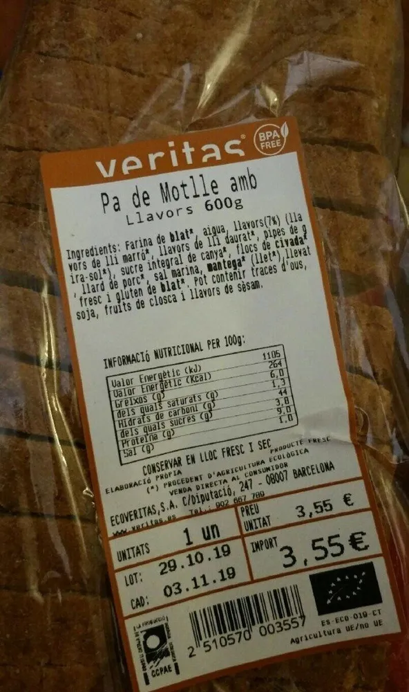 Pan de molde con semillas
