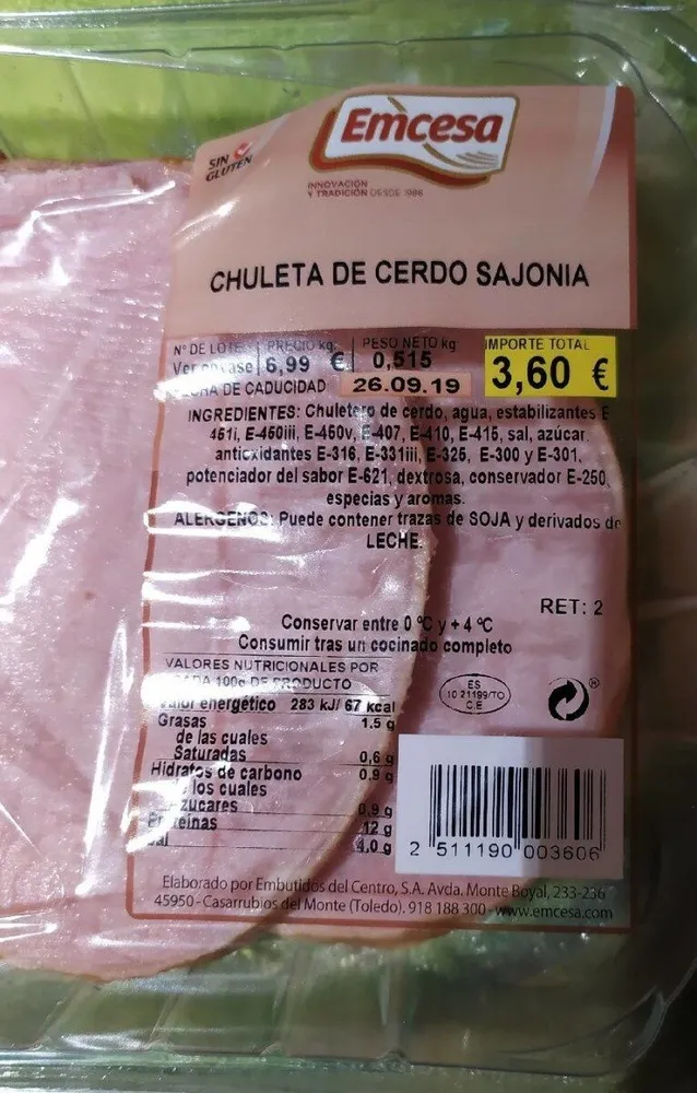 Chuleta de cerdo de sajonia