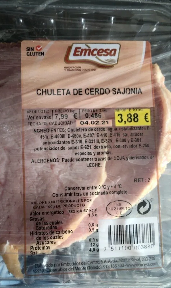Chuleta de cerdo sajonia