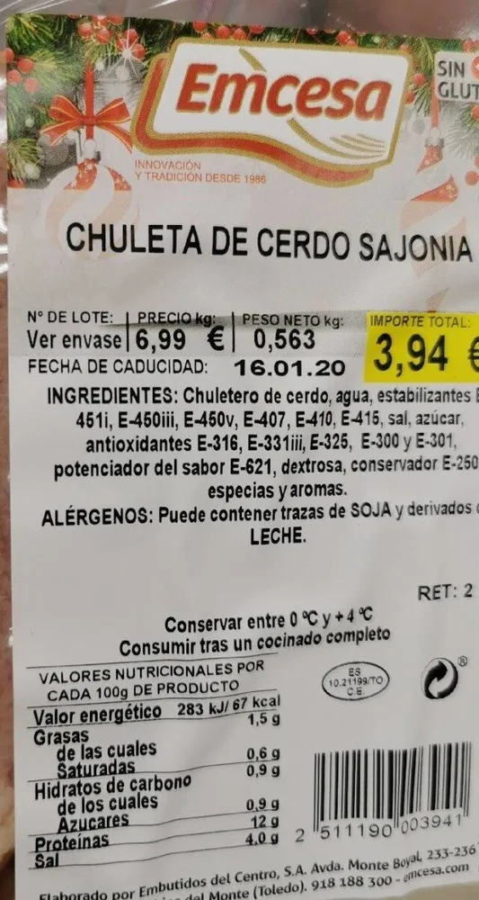 Chuletas de cerdo sajonia