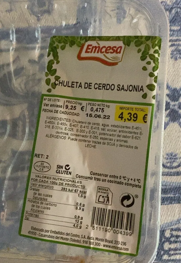 Chuleta de cerdo sajonia