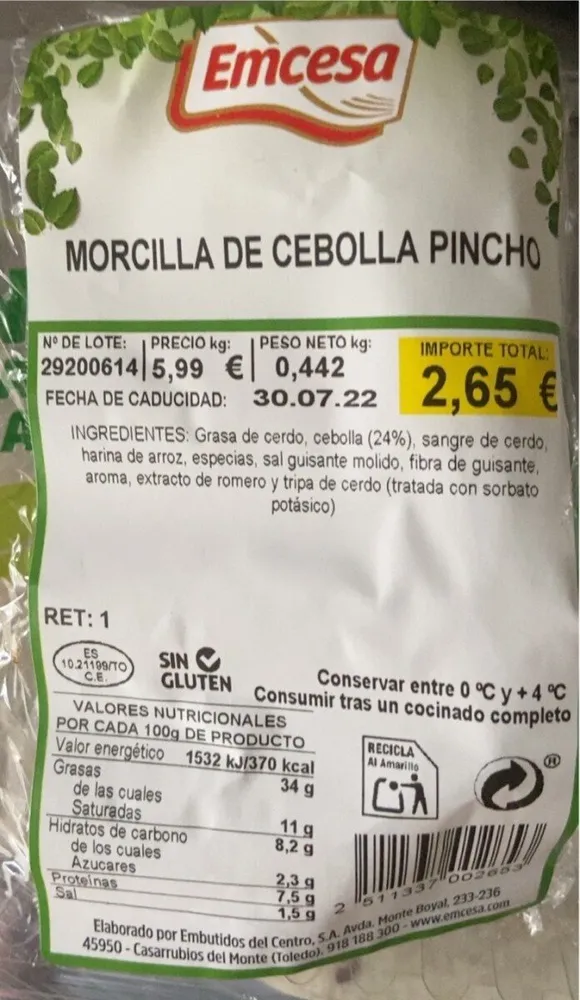 Morcilla de cebolla pincho