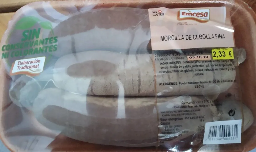 Morcilla de cebolla fina