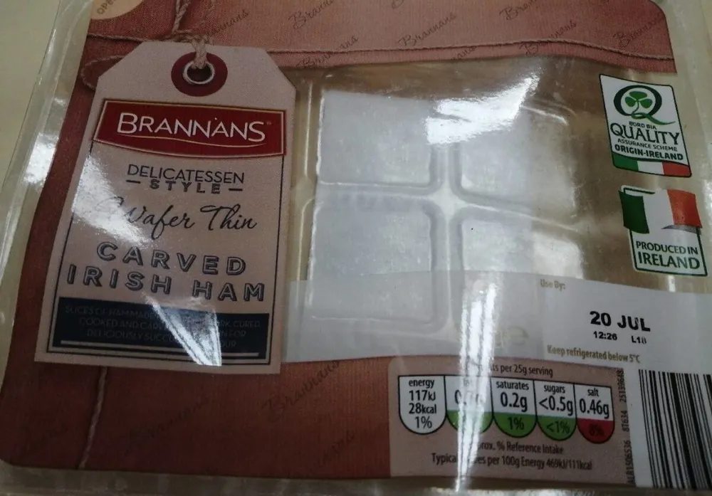 Wafer thin carved Irish  ham