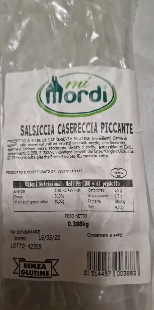 Salsiccia casereccia piccante