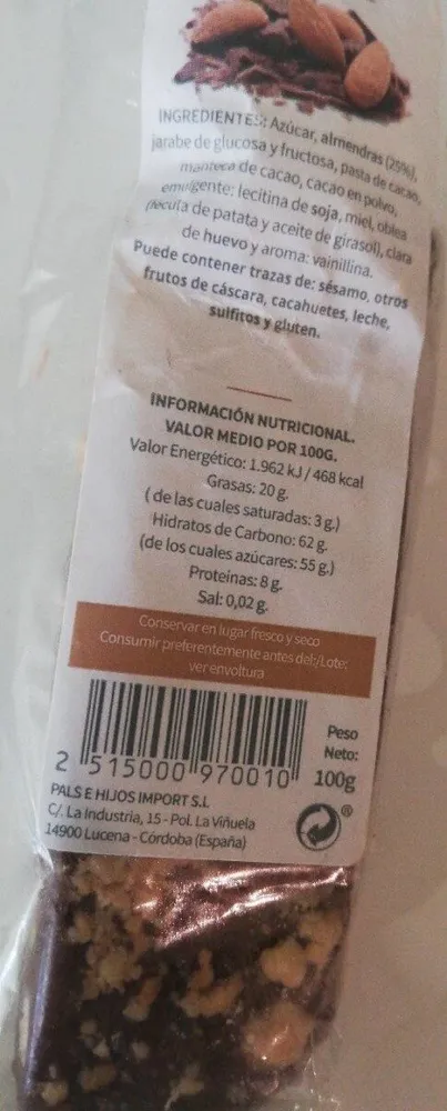 Nouga almendras y chocolate