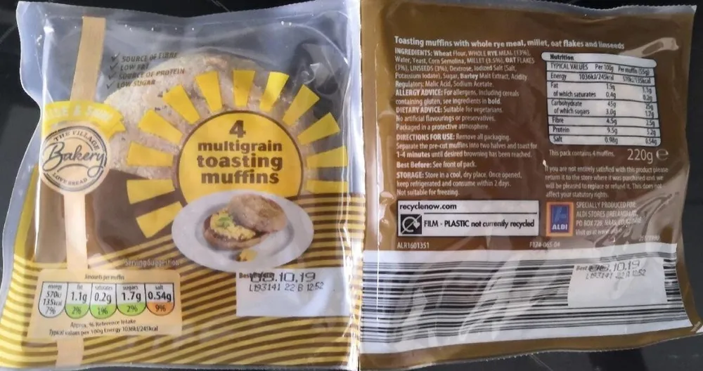 4 multigrain toasting muffins