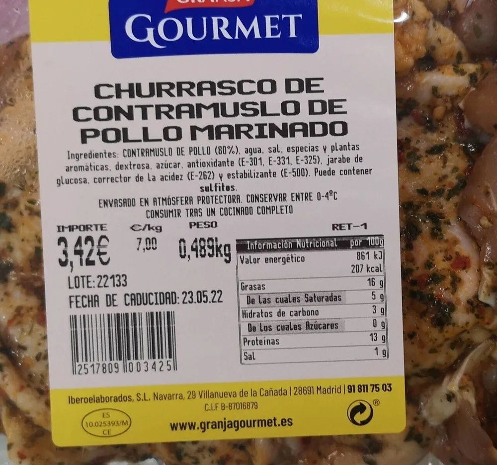 Churrasco de Contramuslo pollo marinado
