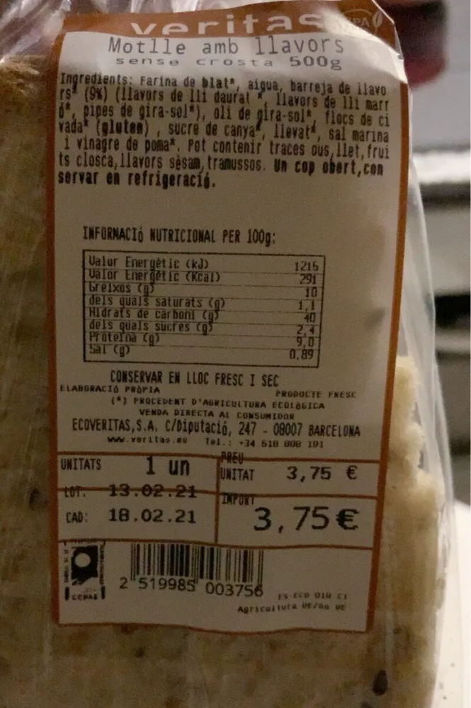 Pan de molde con semillas
