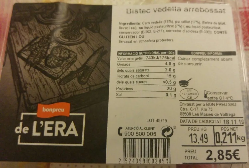 Bistec vedella arrebossat