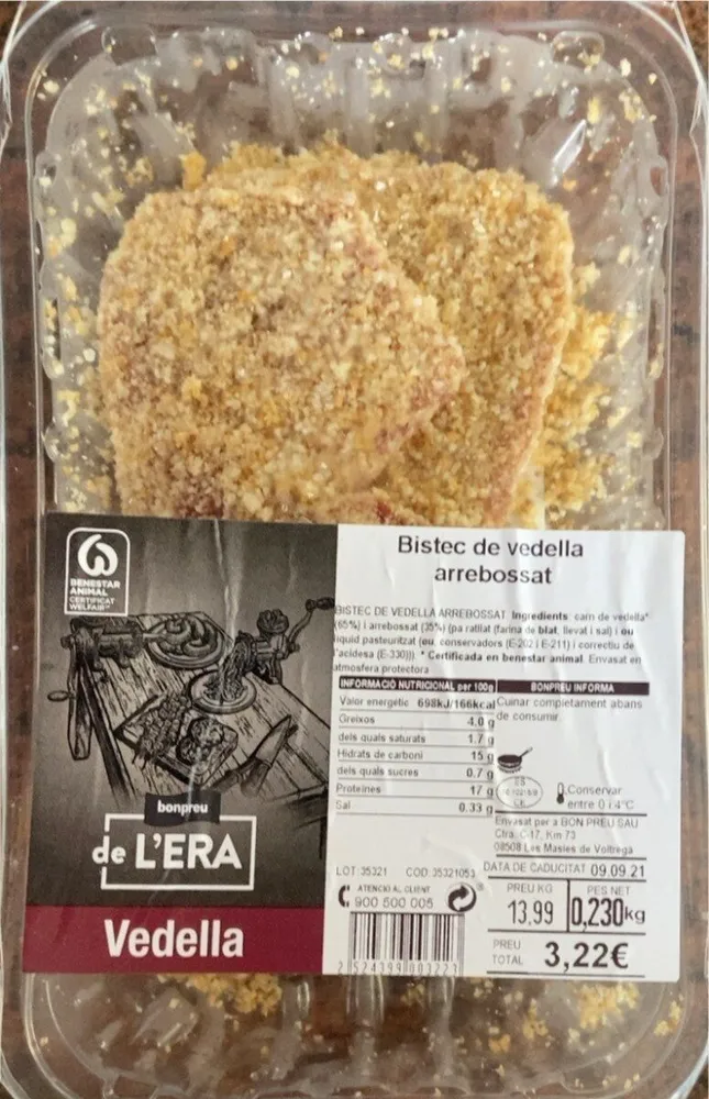 Bistec de vedella arrebossat