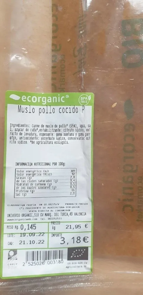 Muslo de pollo cocido