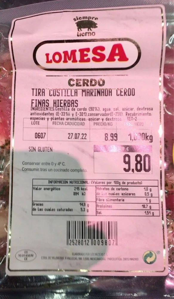 Tira costilla marinada