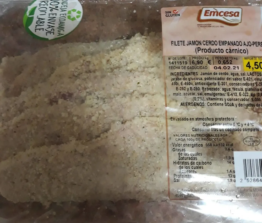 Filete jamón cerdo empapado ajo-perejil