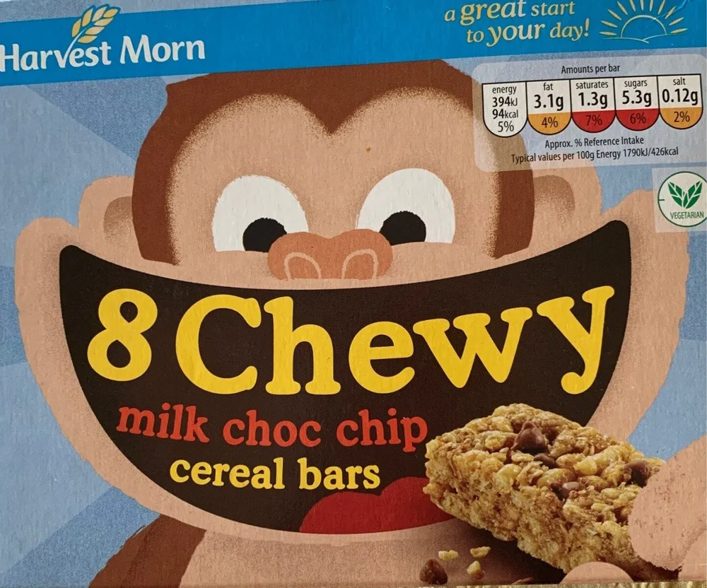 8 Chewy milk choc chip cereal bars
