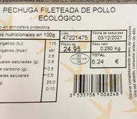 Pechuga fileteada se pollo ecológico