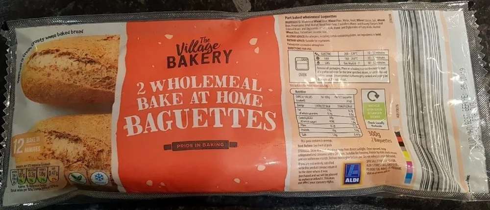 Part baked wholemeal baguettes