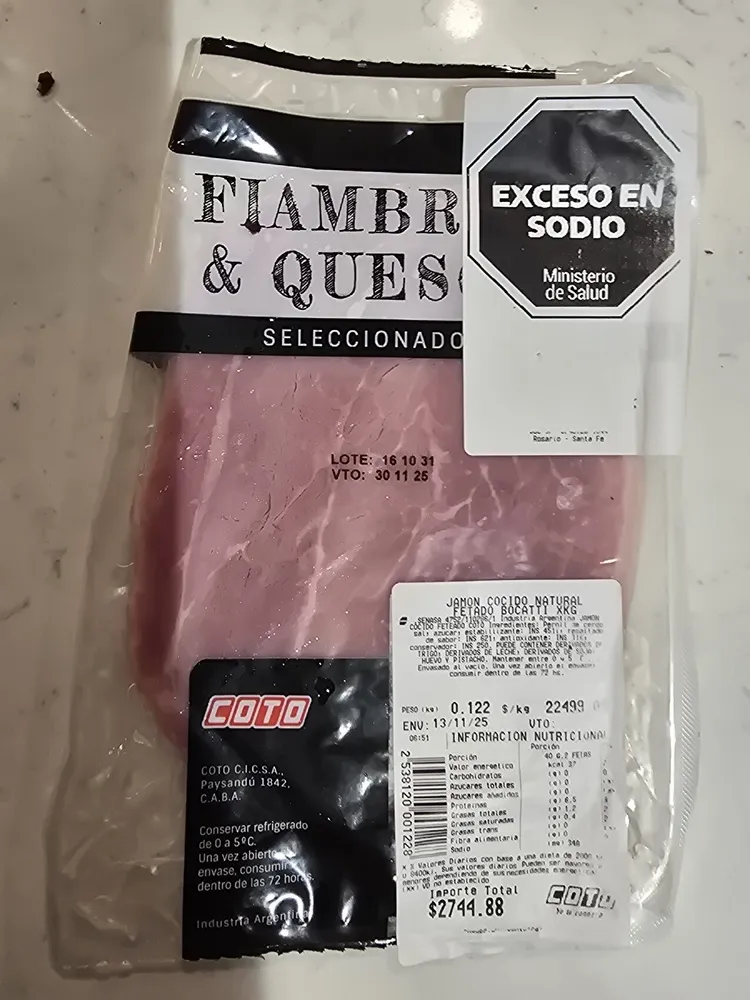 Jamón Cocido Natural Fetado