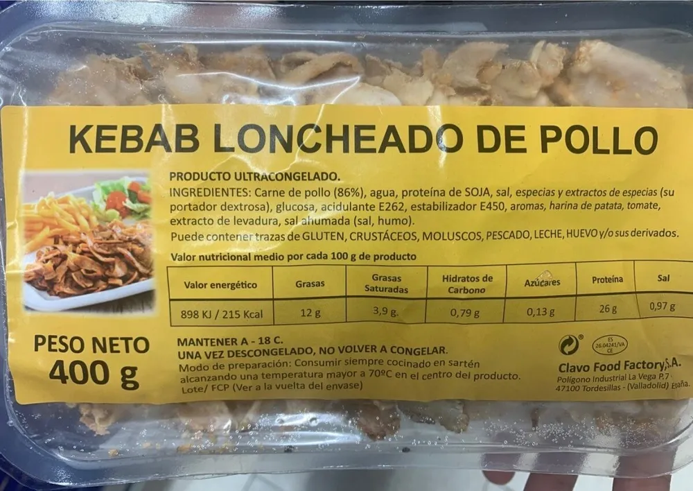 Kebab loncheado de pollo