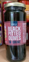 Black pitted olives in brine