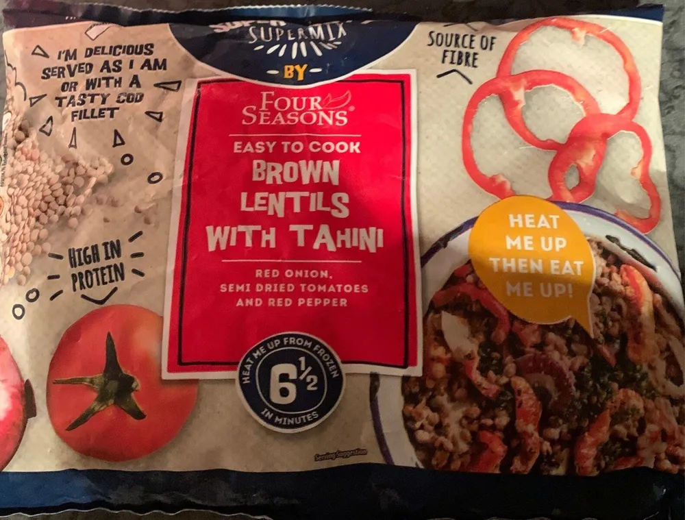 Brown lentils with tahini