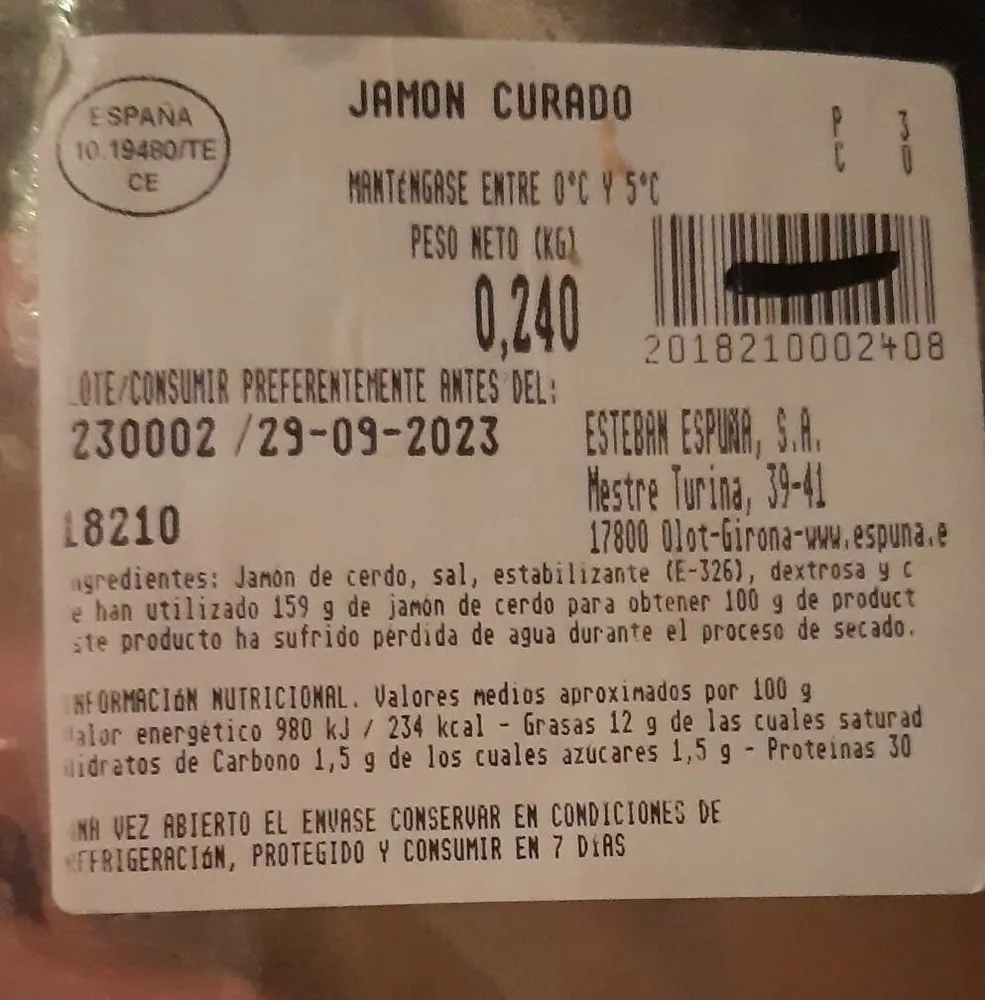 Jamon curado