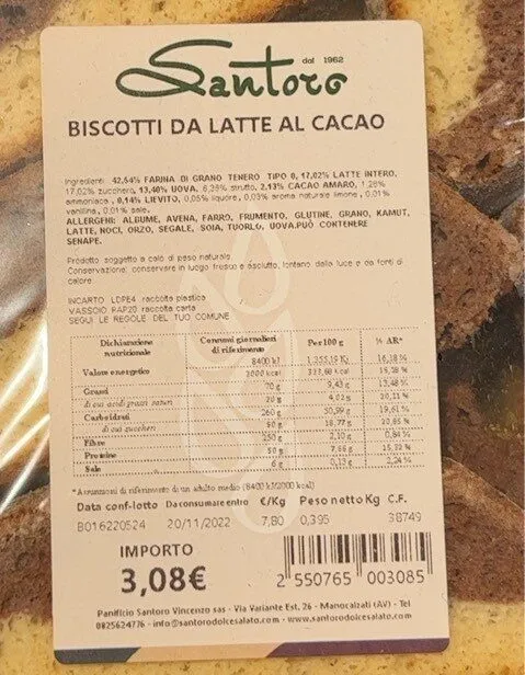 BISCOTTI DA LATTE AL CACAO