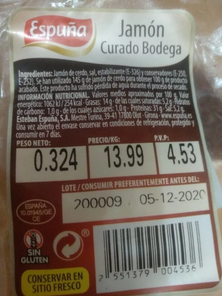 Jamón curado bodega