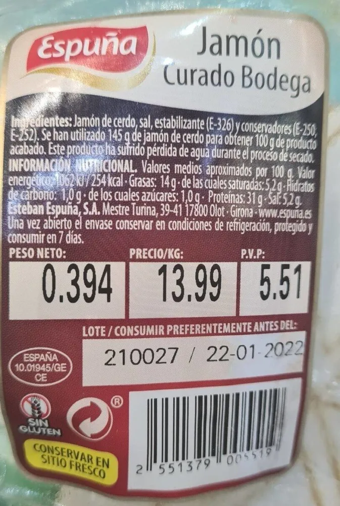 Jamón Curado Bodega