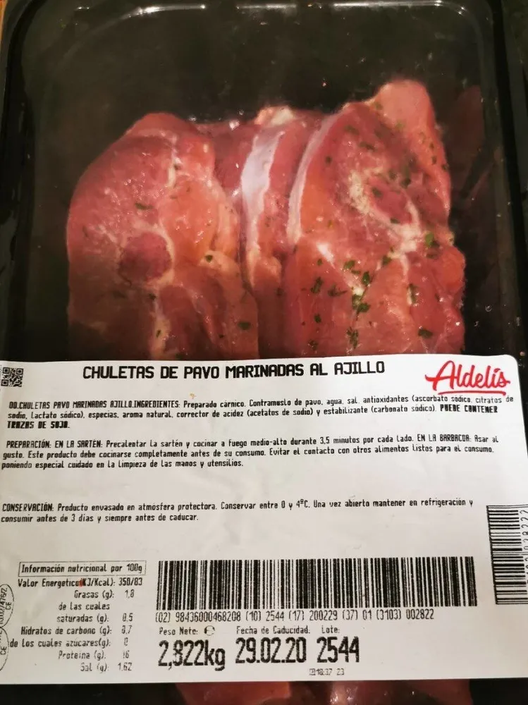 Chuletas de pavo marinadas
