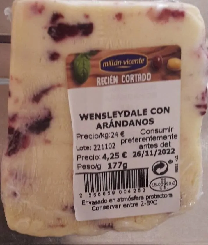 Queso Wensleydale con arándanos