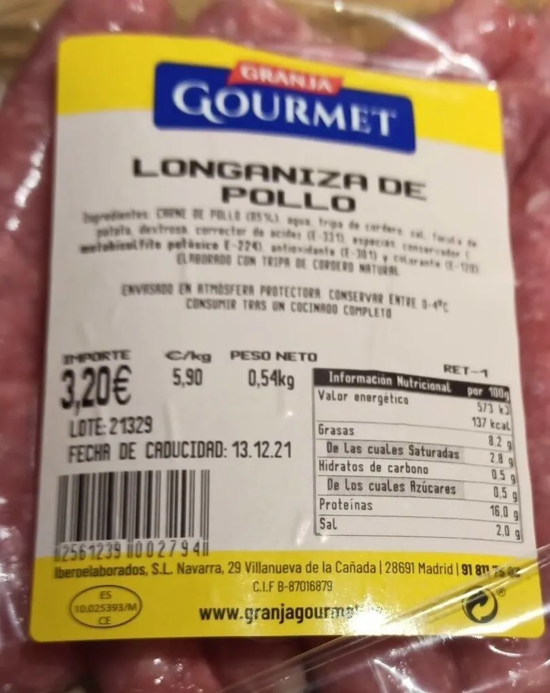Longaniza de pollo