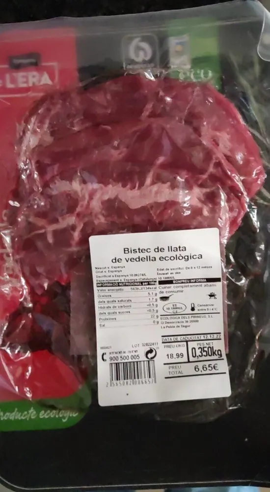 bistec de llata de vadella ecològica