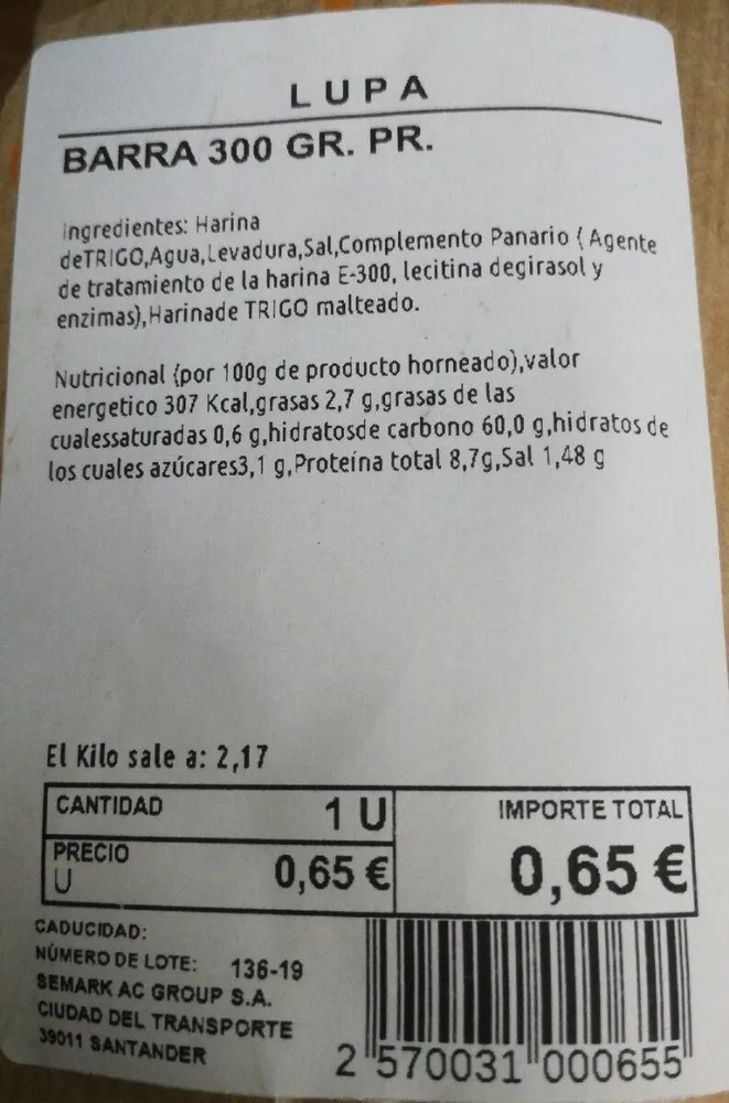 Barra 300 gr