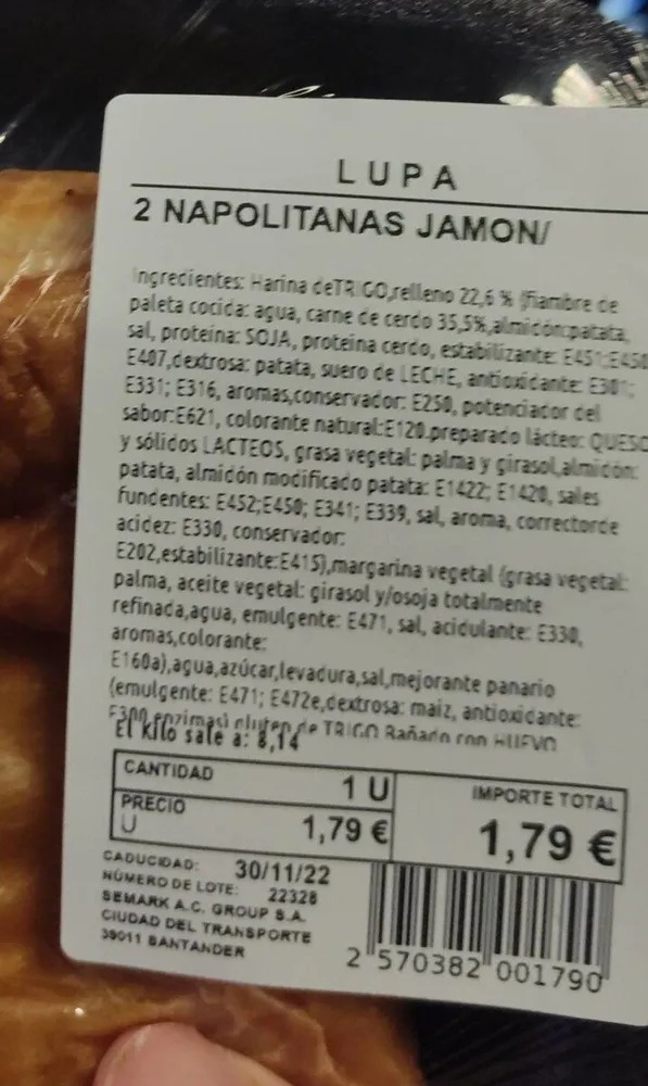 Napolitanas Jamón