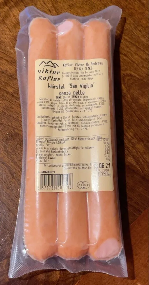 Wurstel “San Vigilio” senza pelle