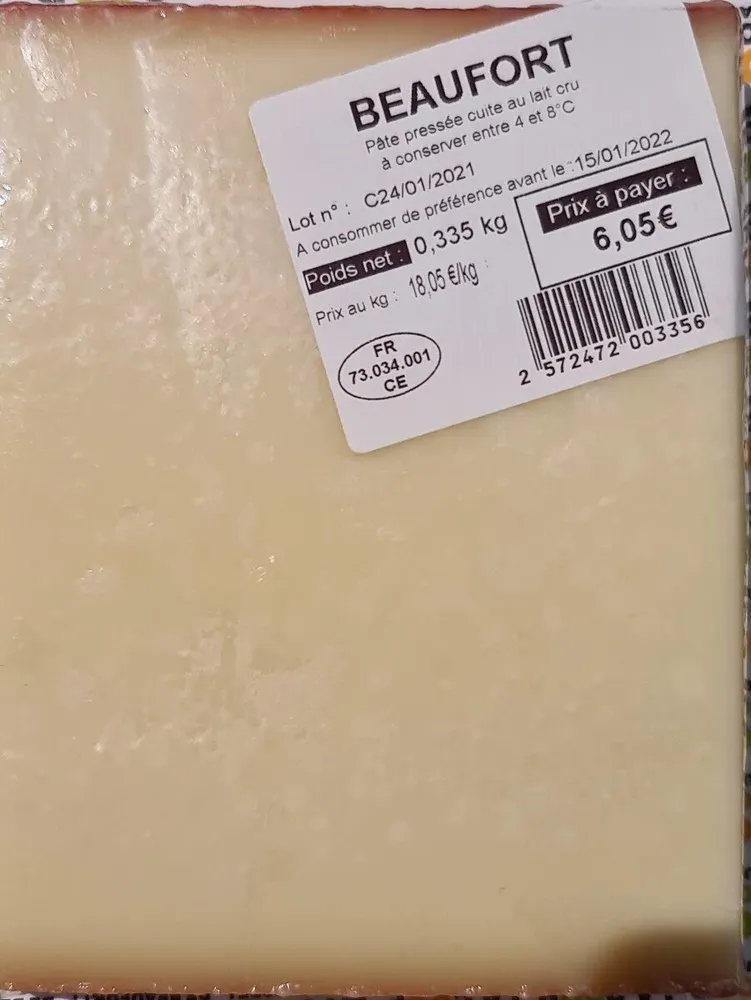 Fromage pâte pressée cuite au lait cru