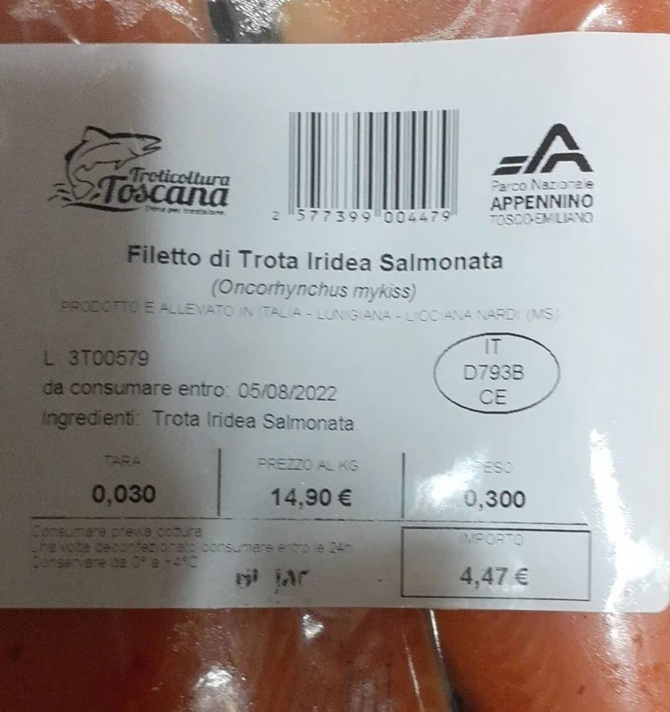 Filetto di Trota Iridea Salmonata