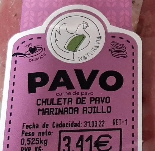 Chuletas pavo marinada al ajillo