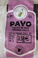 Chuleta de pavo marinada ajillo