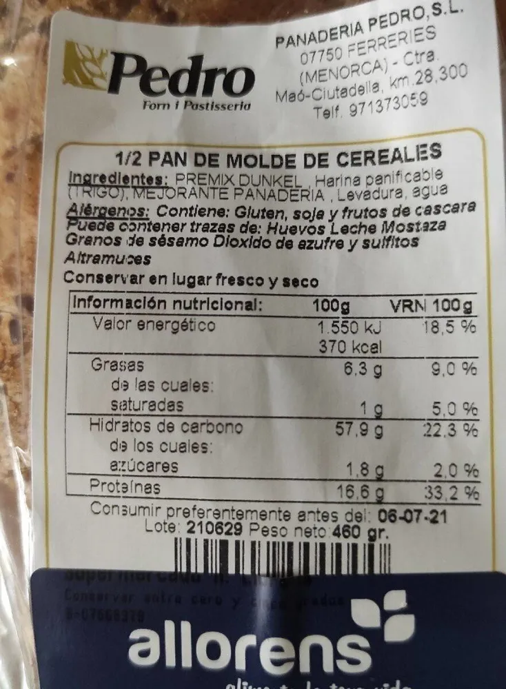 Pan de molde de cereales