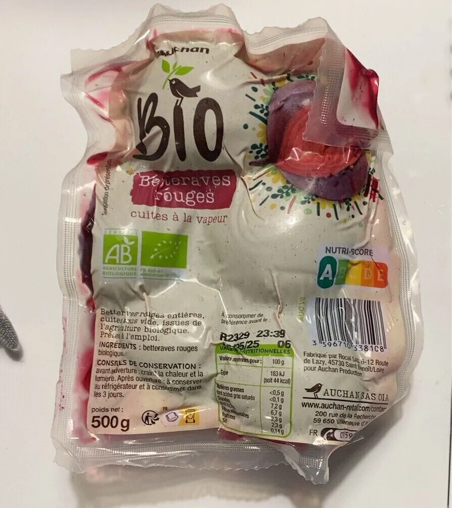 Betteraves rouges cuites à la vapeur