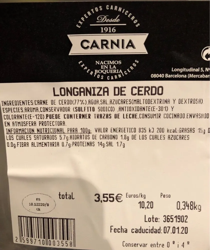 Longaniza de cerdo