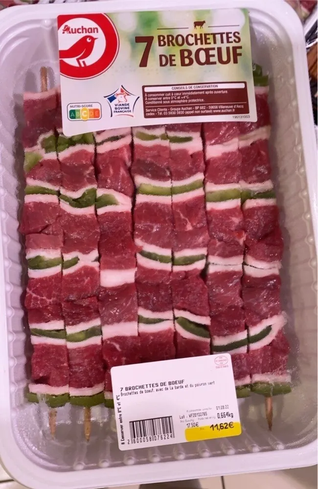 7 brochettes de boeuf