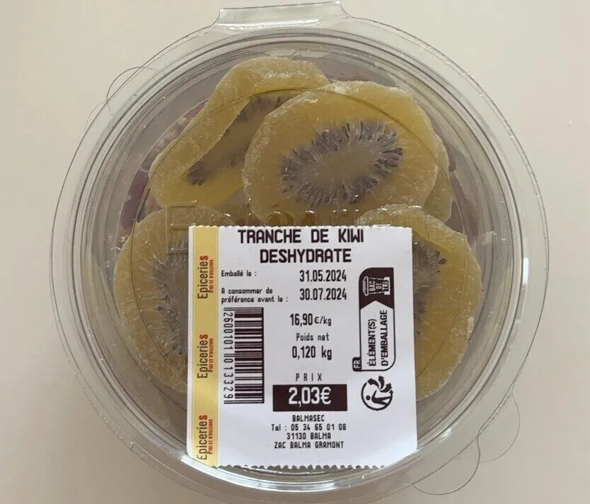 Tranches de kiwi deshydraté