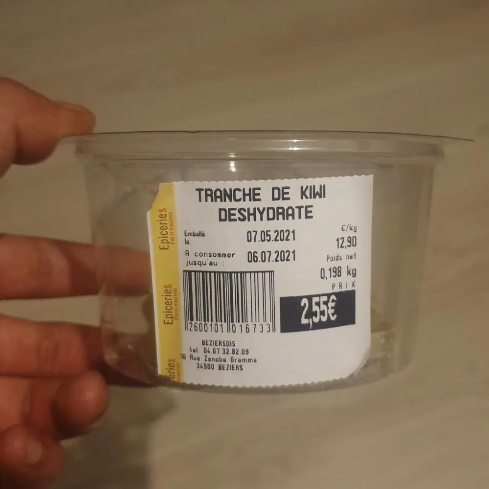 Tranche de kiwi déshydraté