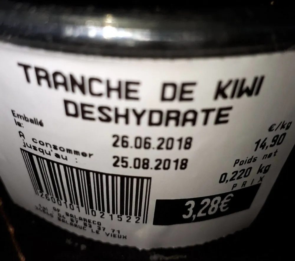 Tranche de kiwi déshydraté