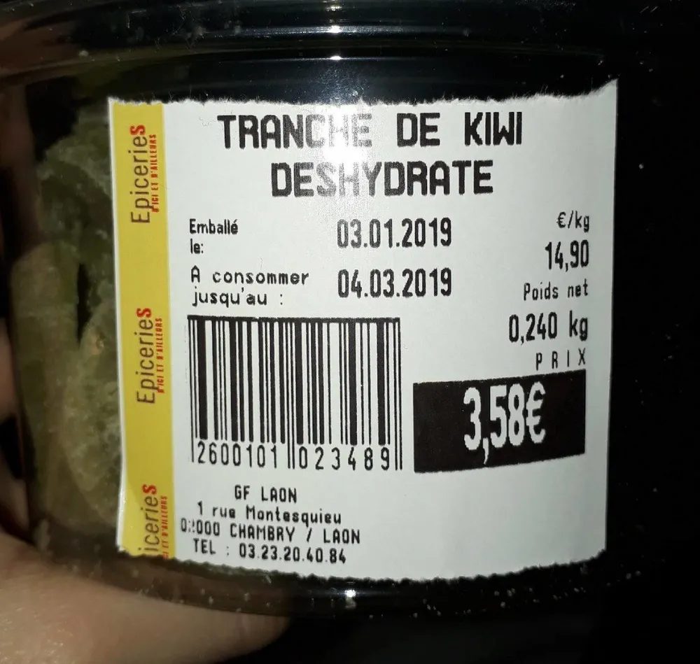 Tranche de kiwi déshydraté
